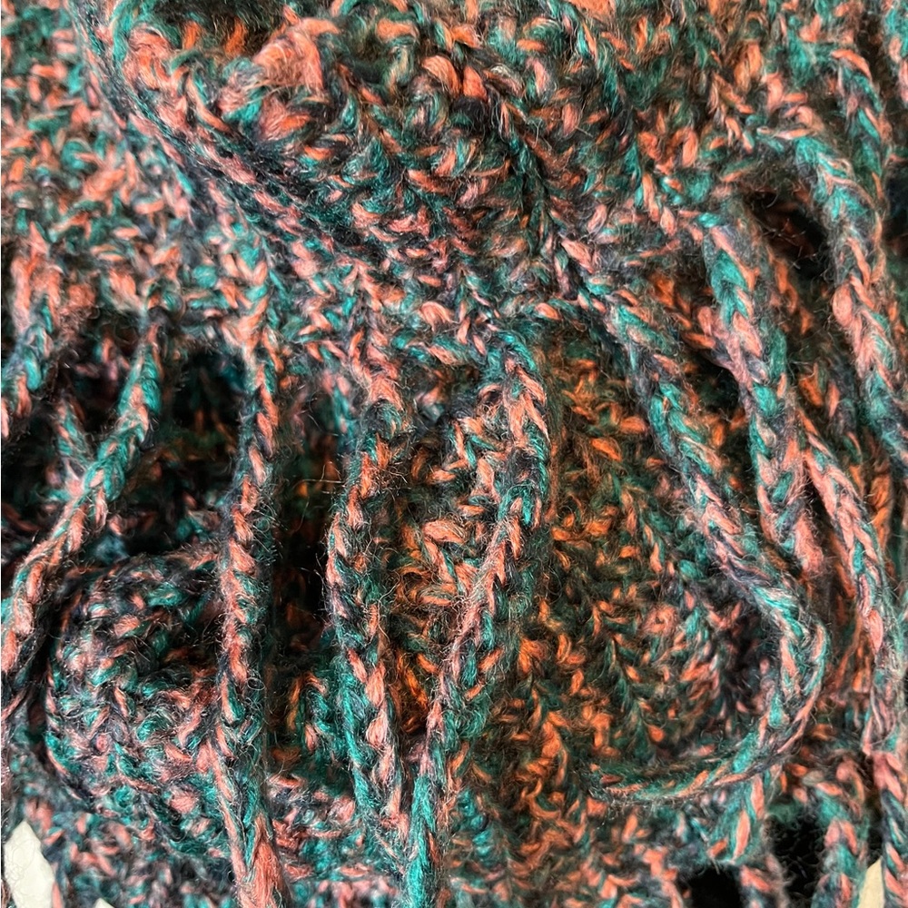 Green Multi Color Fringe Infinity Scarf - Picture 3 of 6